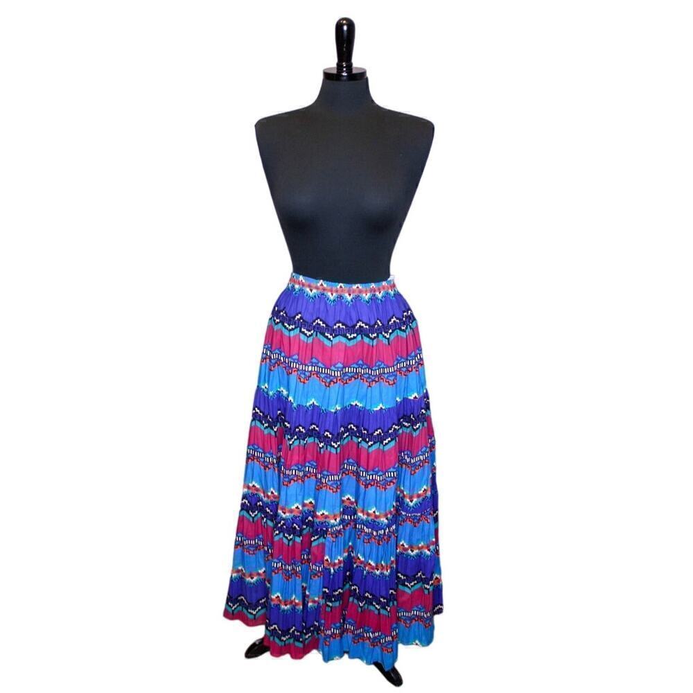Dazzle Designs Maxi Peasant Skirt Striped Tribal Print South Western